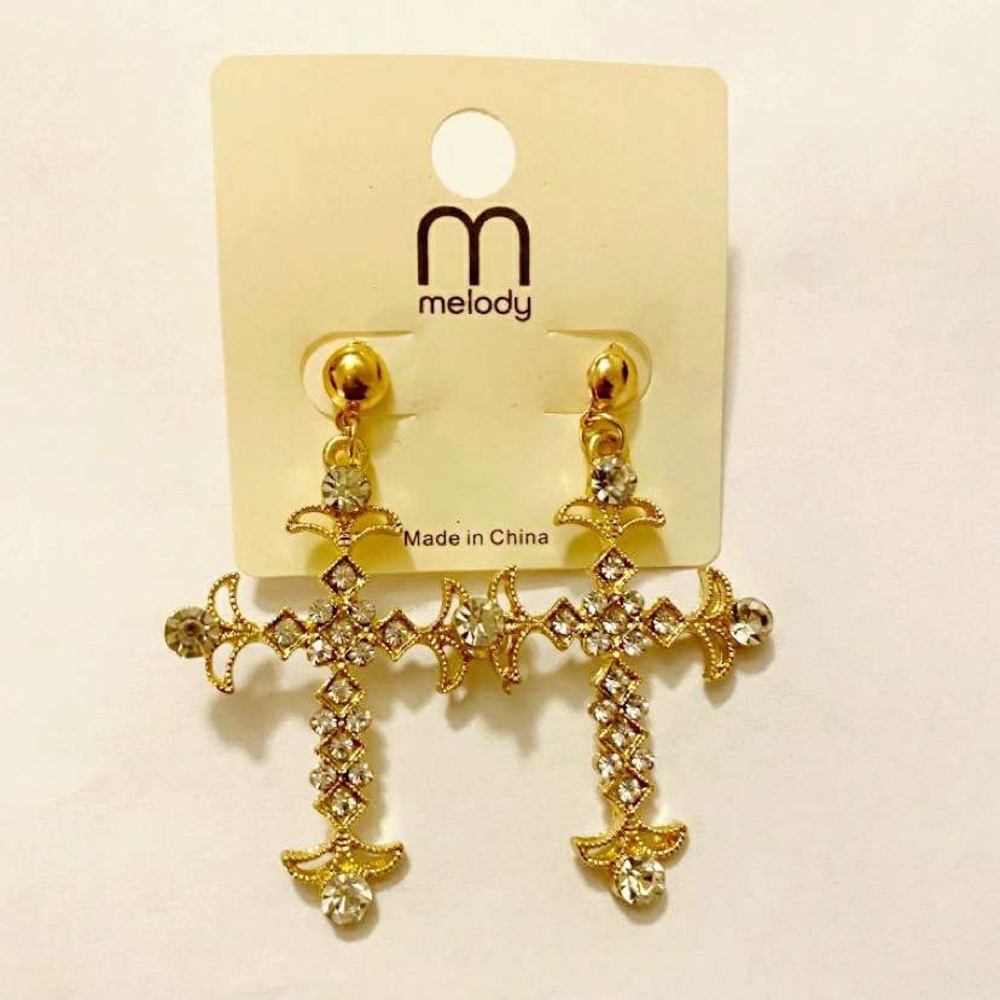 Gold plated cross earrings